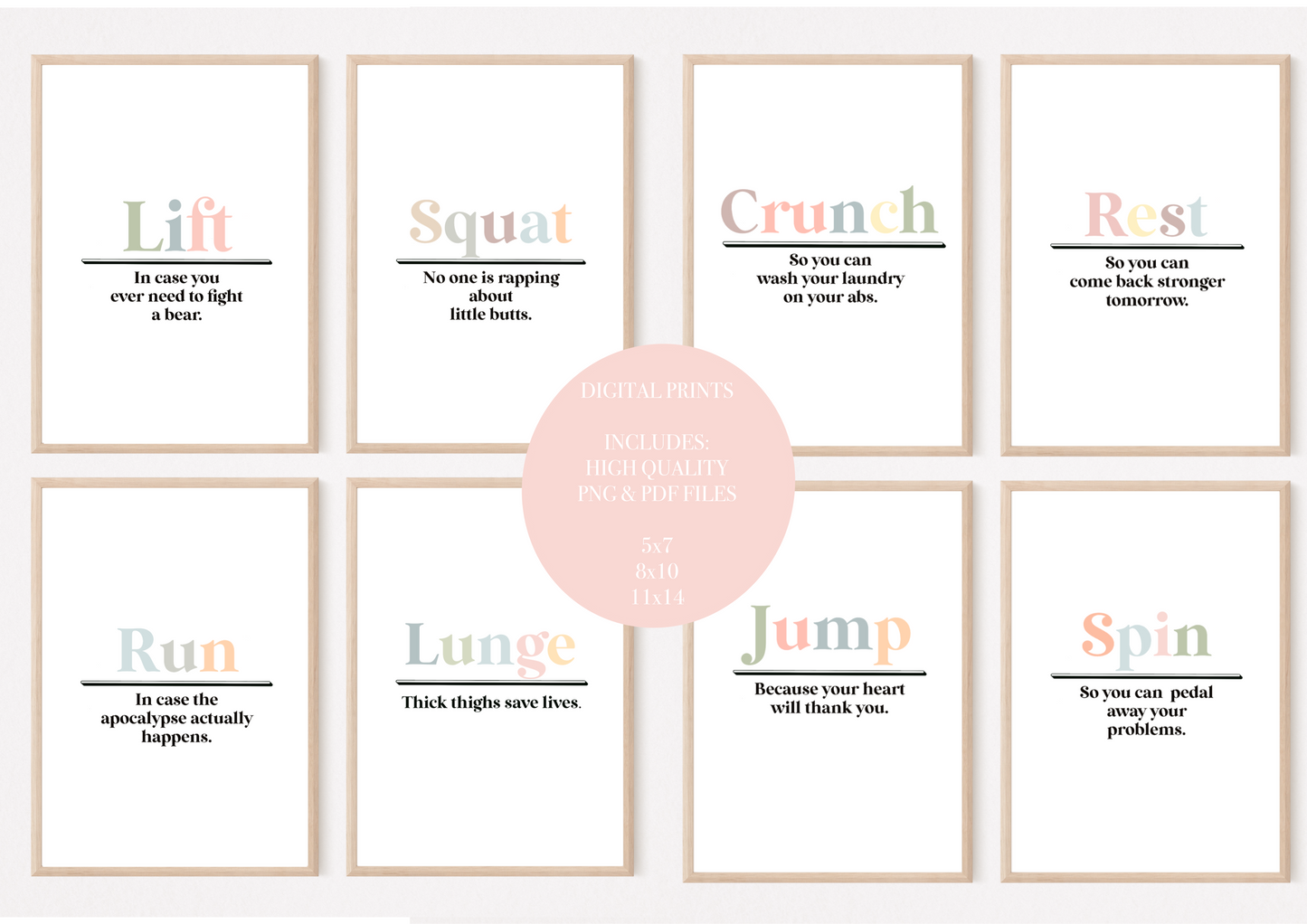 Fitness Printable Set of 8