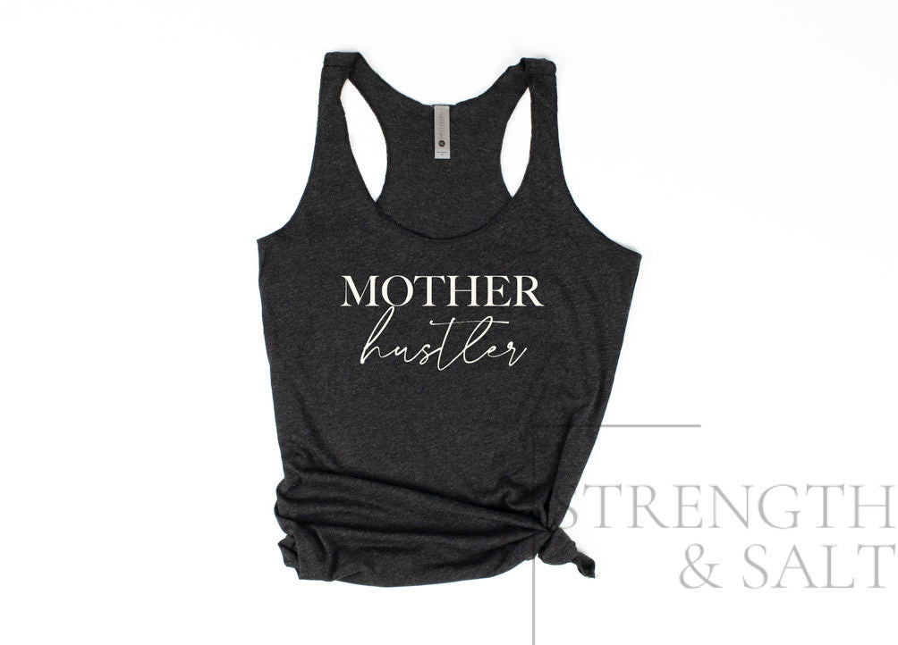 Mother Hustler Script Racerback Tank